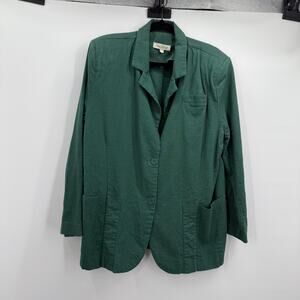 Foxy Kind Blazer Womens Small Green Cotton Two Button Patch Pockets Style 69716